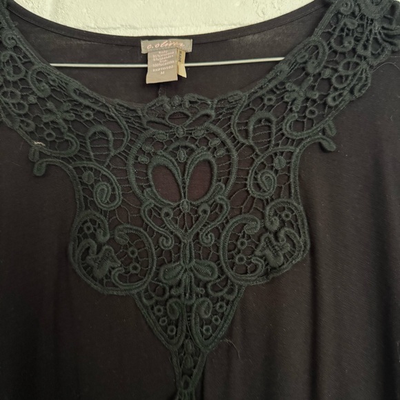 c. oliver Black Long Sleeve Tunic Top with Crochet Detail – Size M $17 - Picture 2 of 9